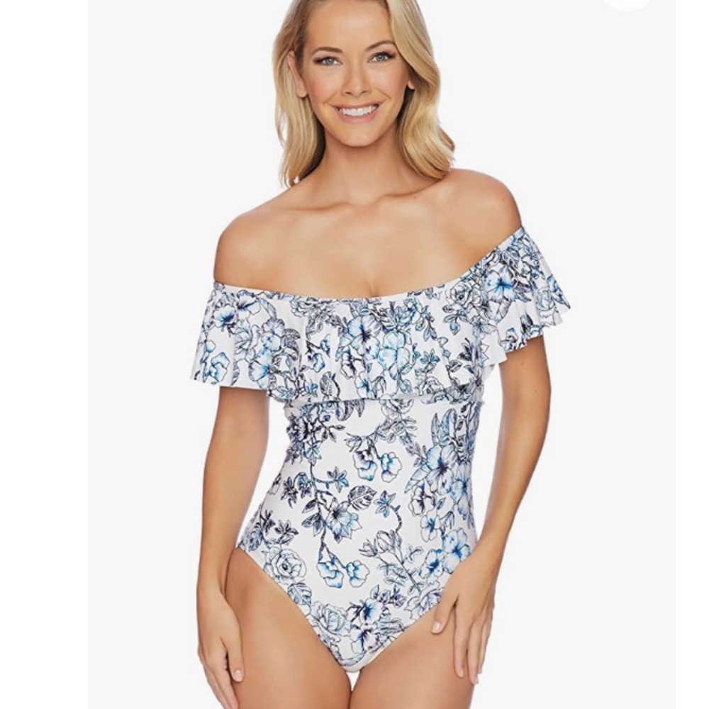 Athena Garden Party Off Shoulder One Piece Swimsuit Size 12